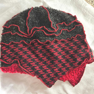 Les Mains Folles Red and Black Hat, Anjo Bondroit , Wool Blend Size Medium